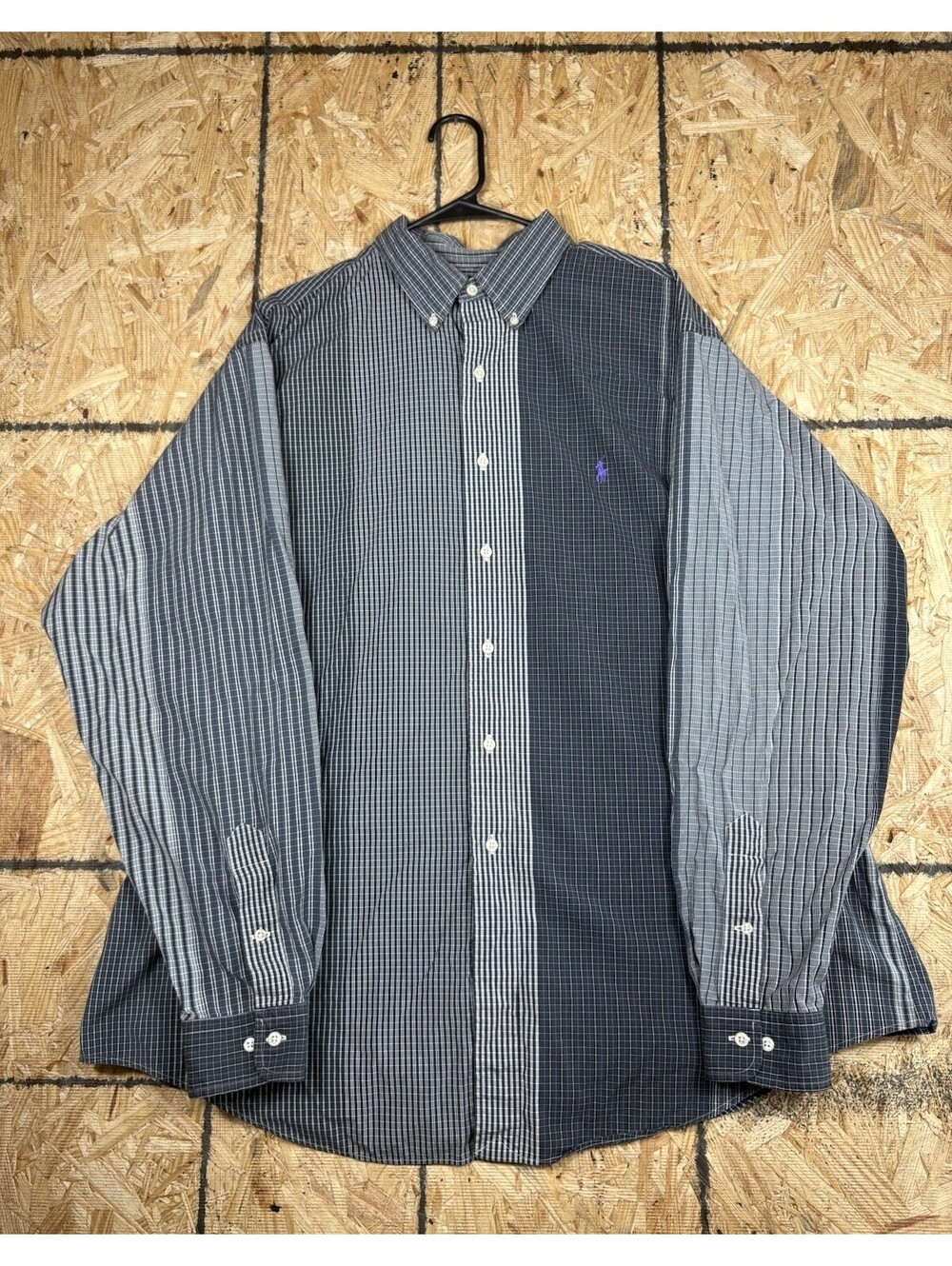 Polo Ralph Lauren Long Sleeve Button Front Shades Of Gray Plaid Shirt Mens XL
